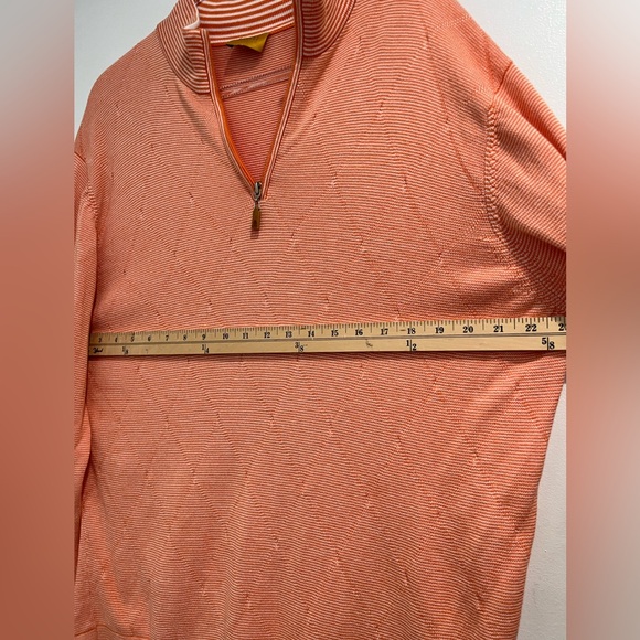 Robert Talbott Carmel Orange Pima Cotton Quarter Zip Sweater Sz. L - Picture 9 of 9